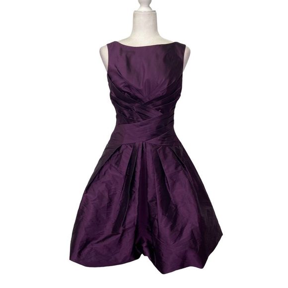 Eliza J Dresses & Skirts - Eliza J A-Line Sleeveless Purple Satin Bridesmaid Prom Pleated Dress Size 6